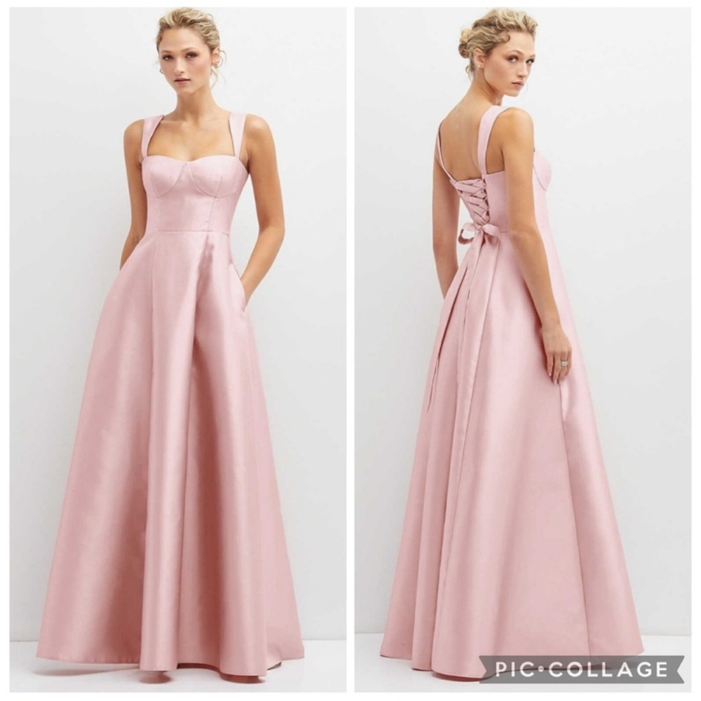 Alfred Sung D852 Lace Up Back Bustier‎ Gown Ballet Pink 14